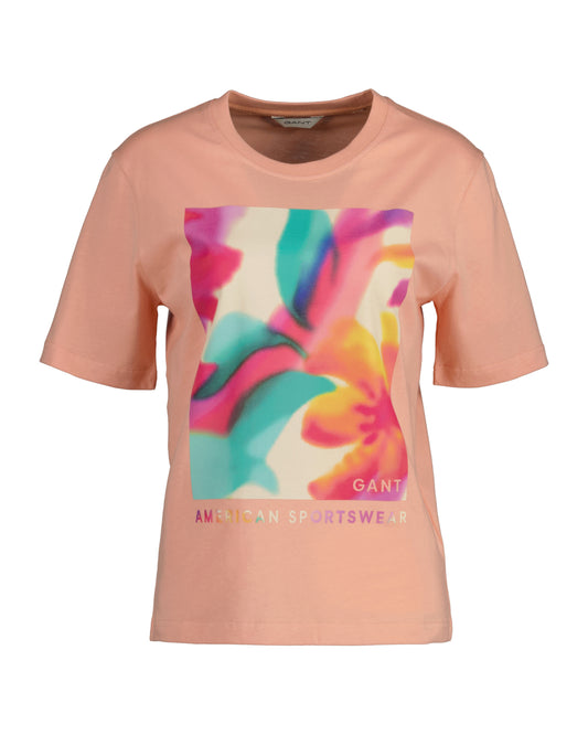 Floral Graphic T-Shirt - Guava Orange