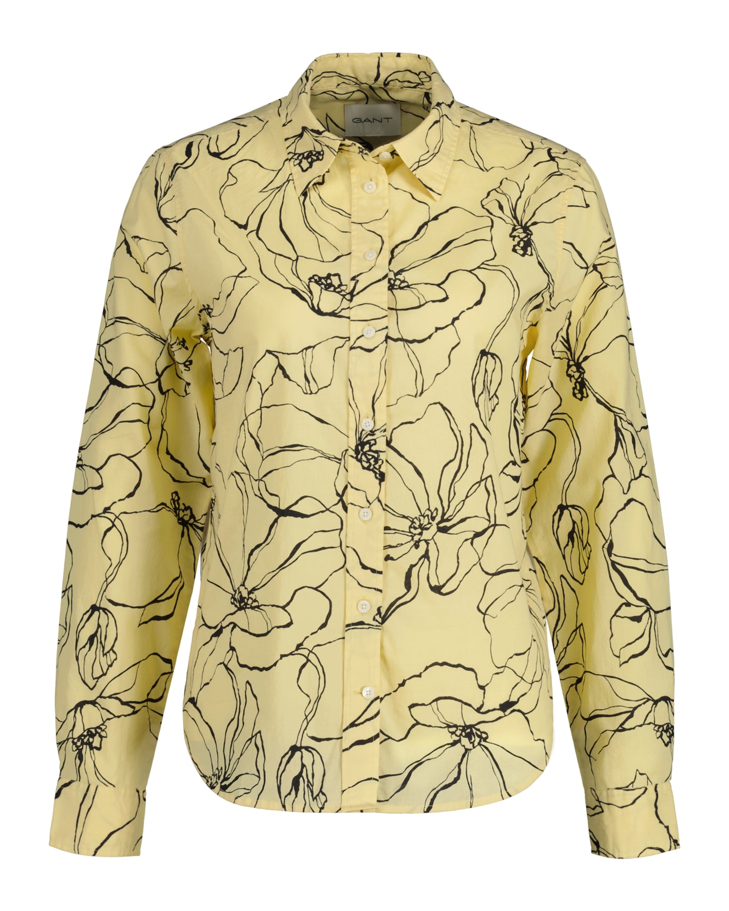 Regular Fit Line Drawing Cotton Voile Shirt - Dusty Light Yellow