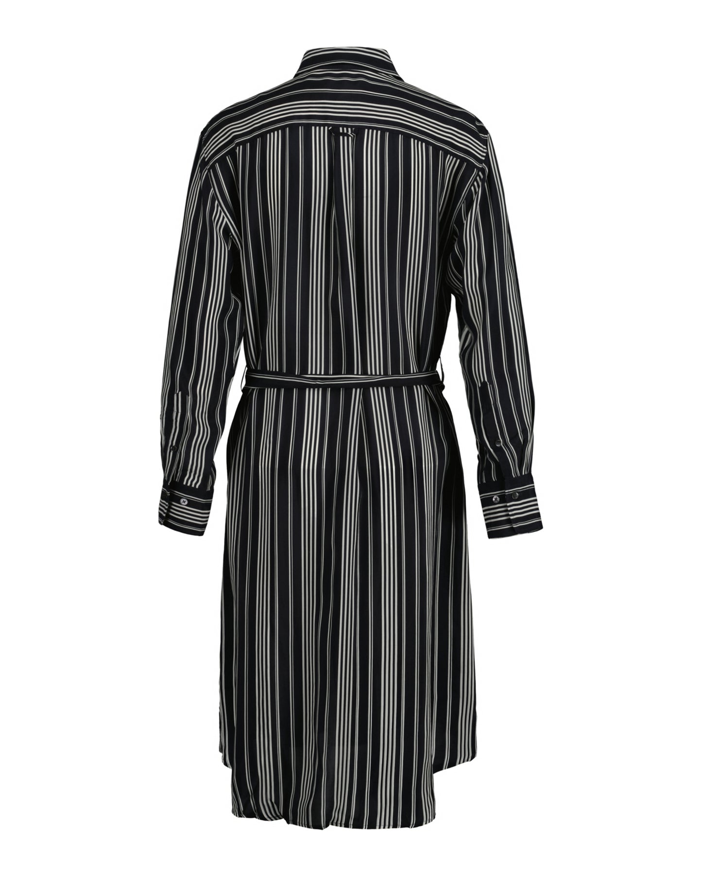 Striped A-Line Shirt Dress - Ebony Black