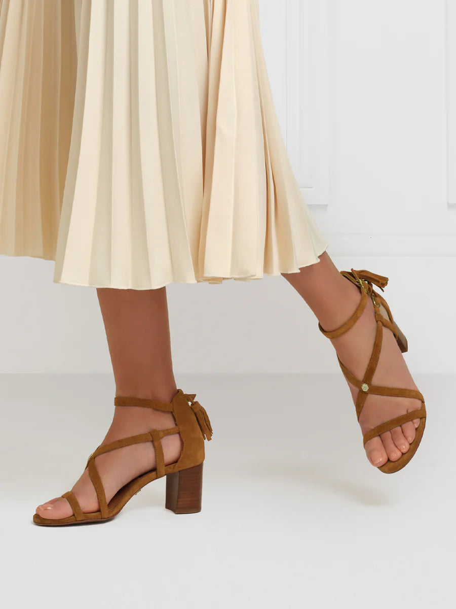 Heeled Brancaster Sandal - Tan Suede