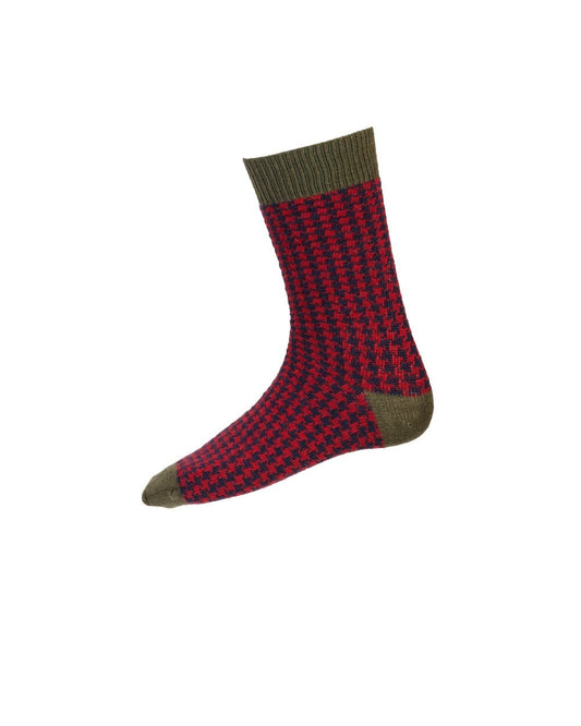 Houndstooth Short Socks - Spruce