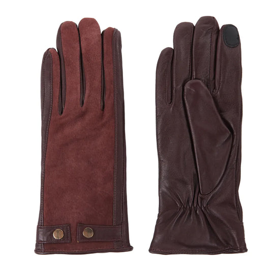 Women's Leather & Suede Gloves - Burgundy