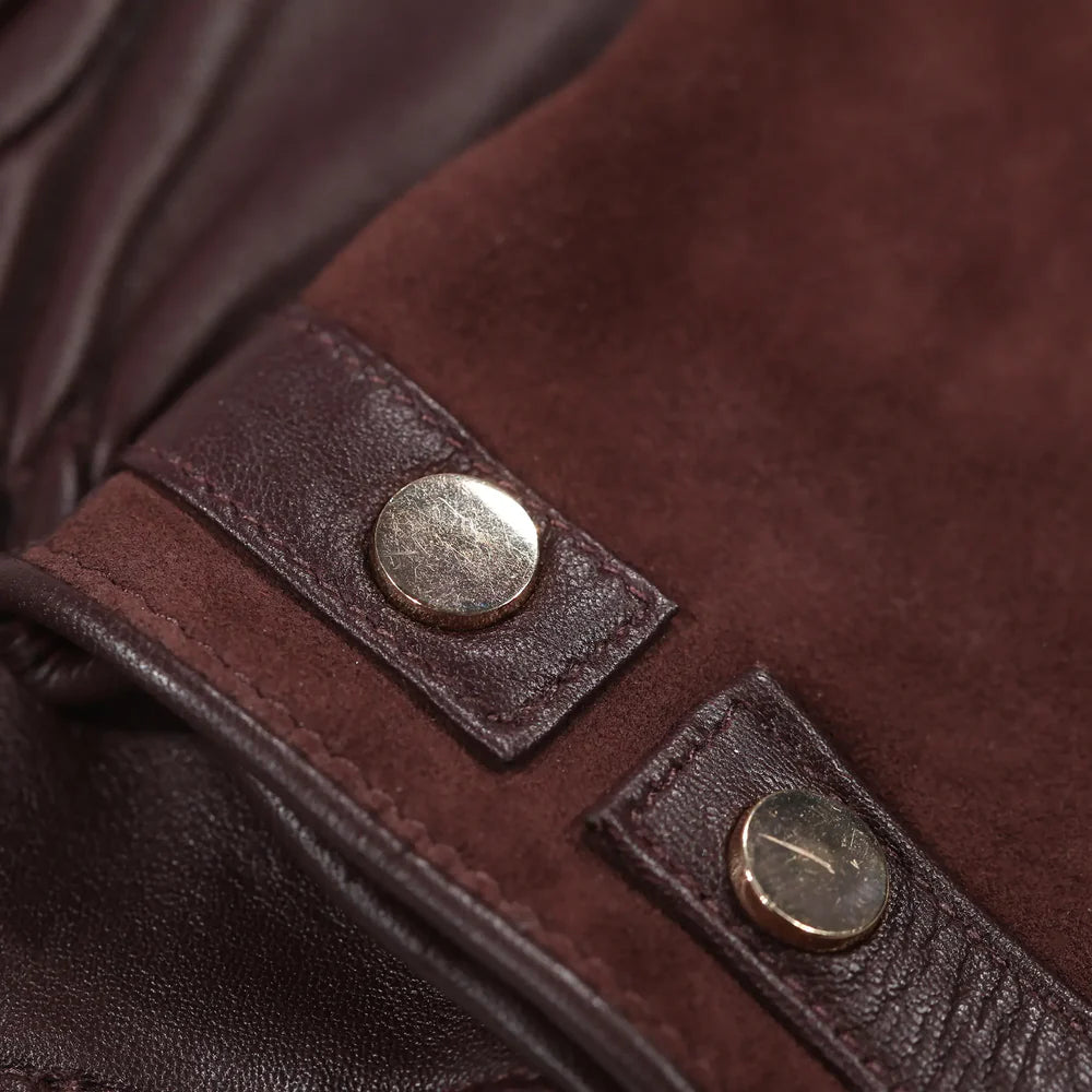 Women's Leather & Suede Gloves - Burgundy