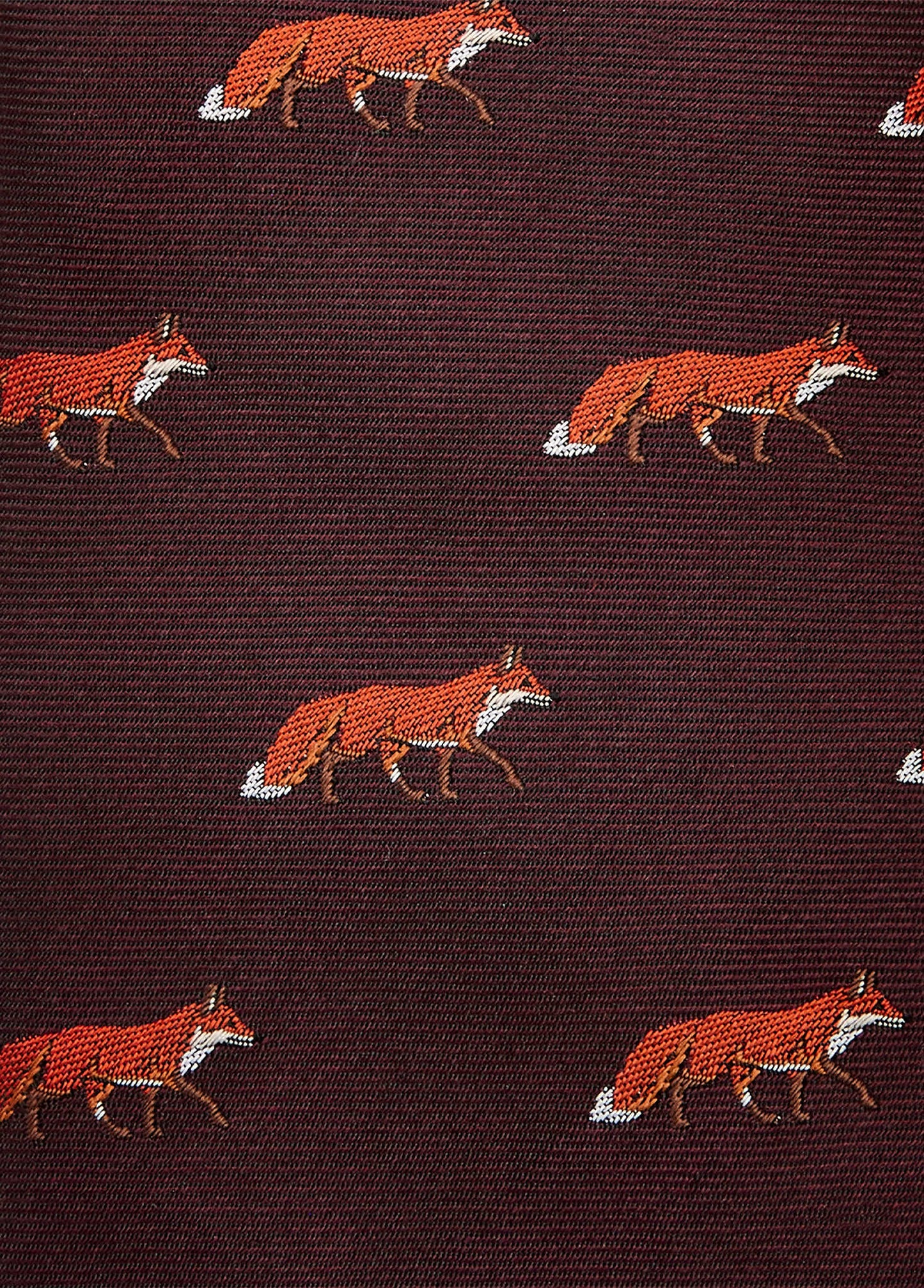 Kavanagh 100% Silk Fox Motif Tie - Merlot