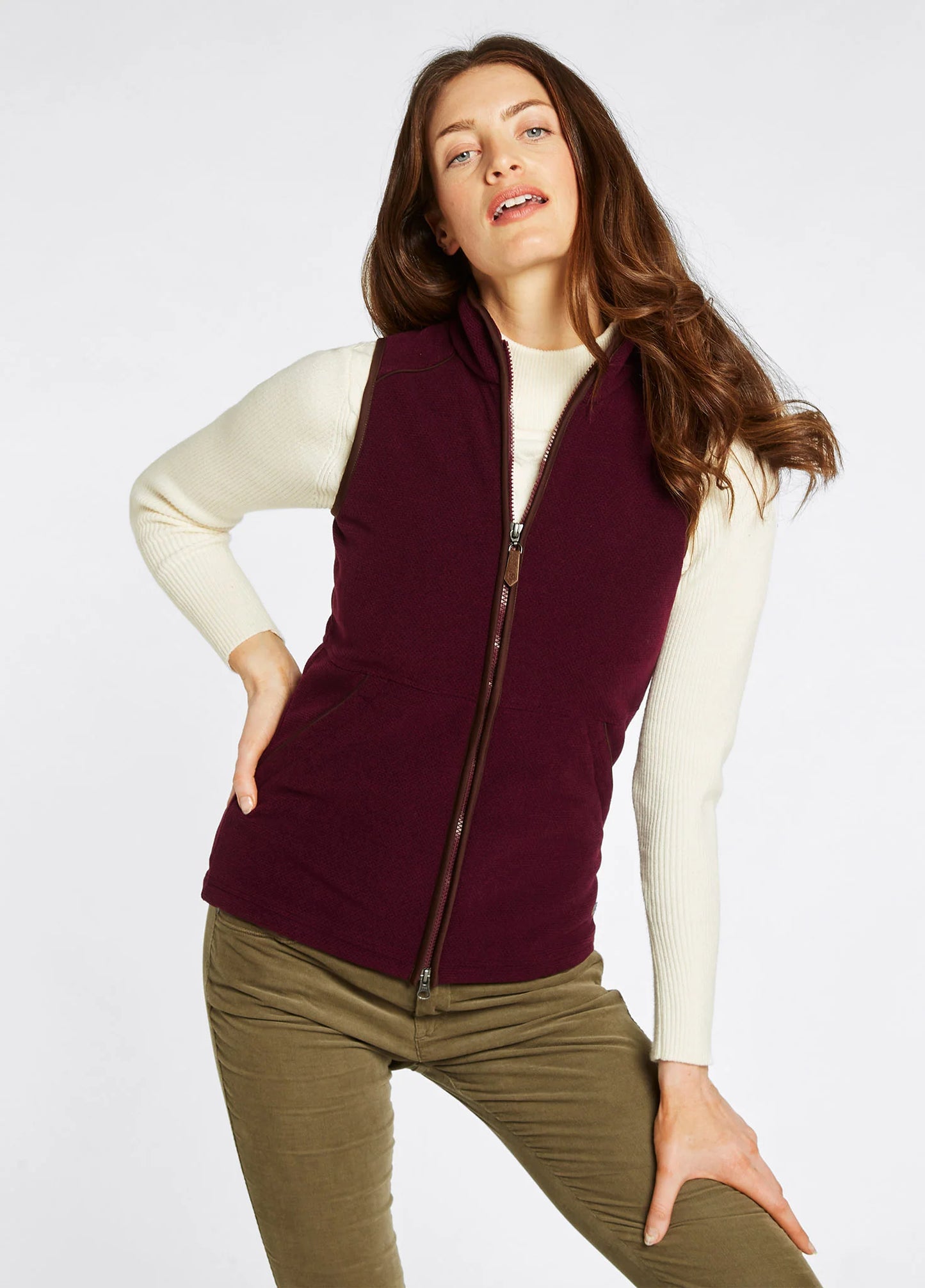 Carbury Fleece Gilet - Ox Blood