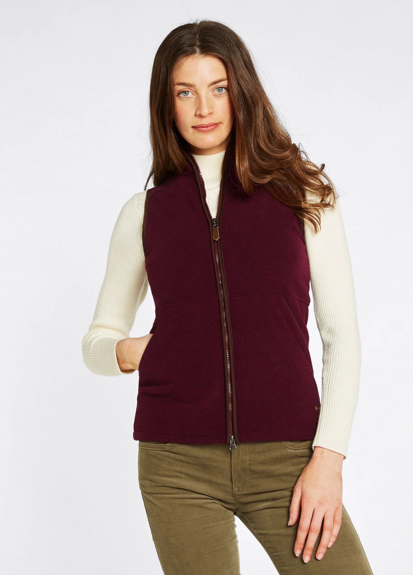 Carbury Fleece Gilet - Ox Blood