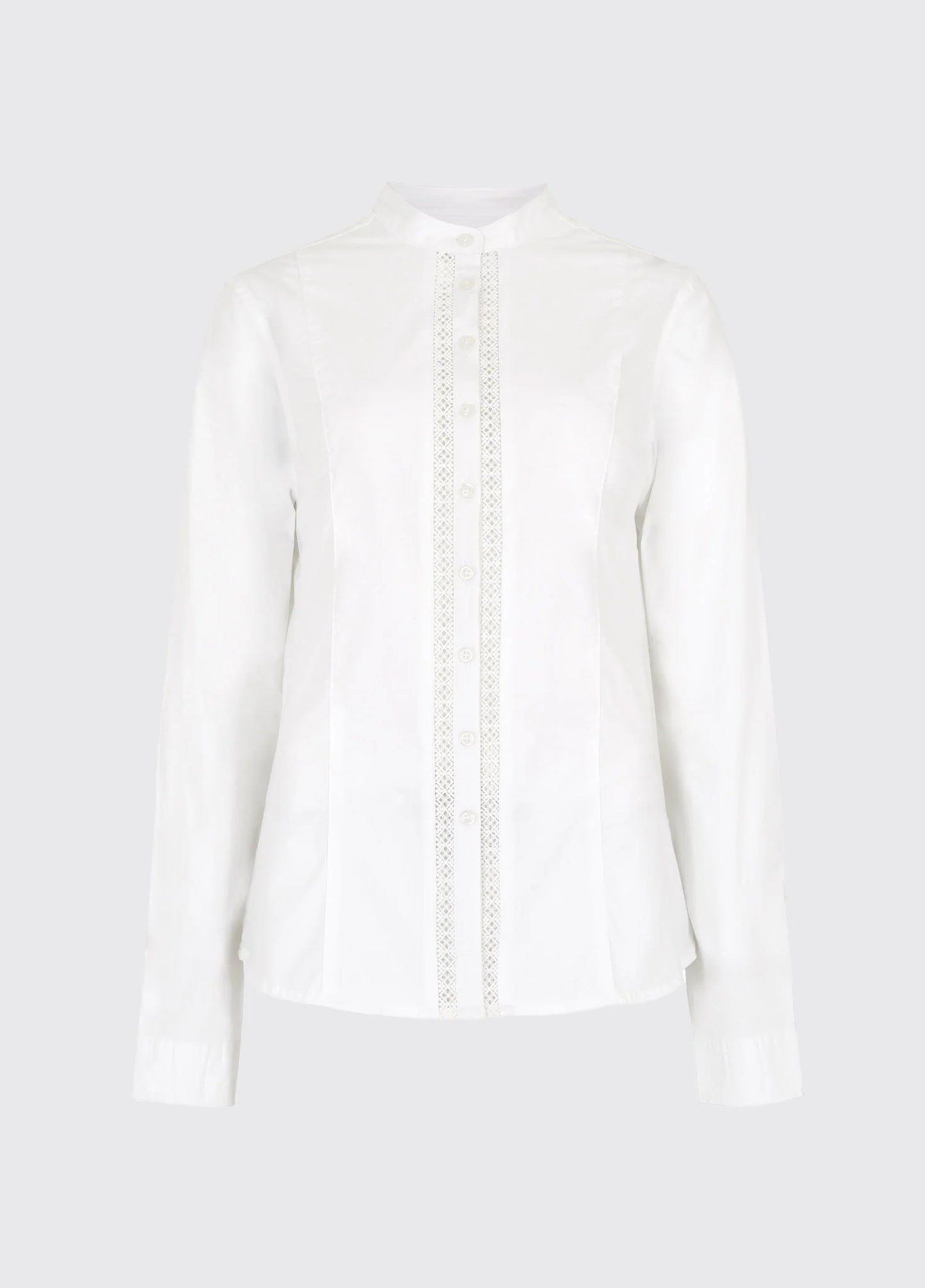 Waterlily Ladies Mandarin Collar Shirt - White