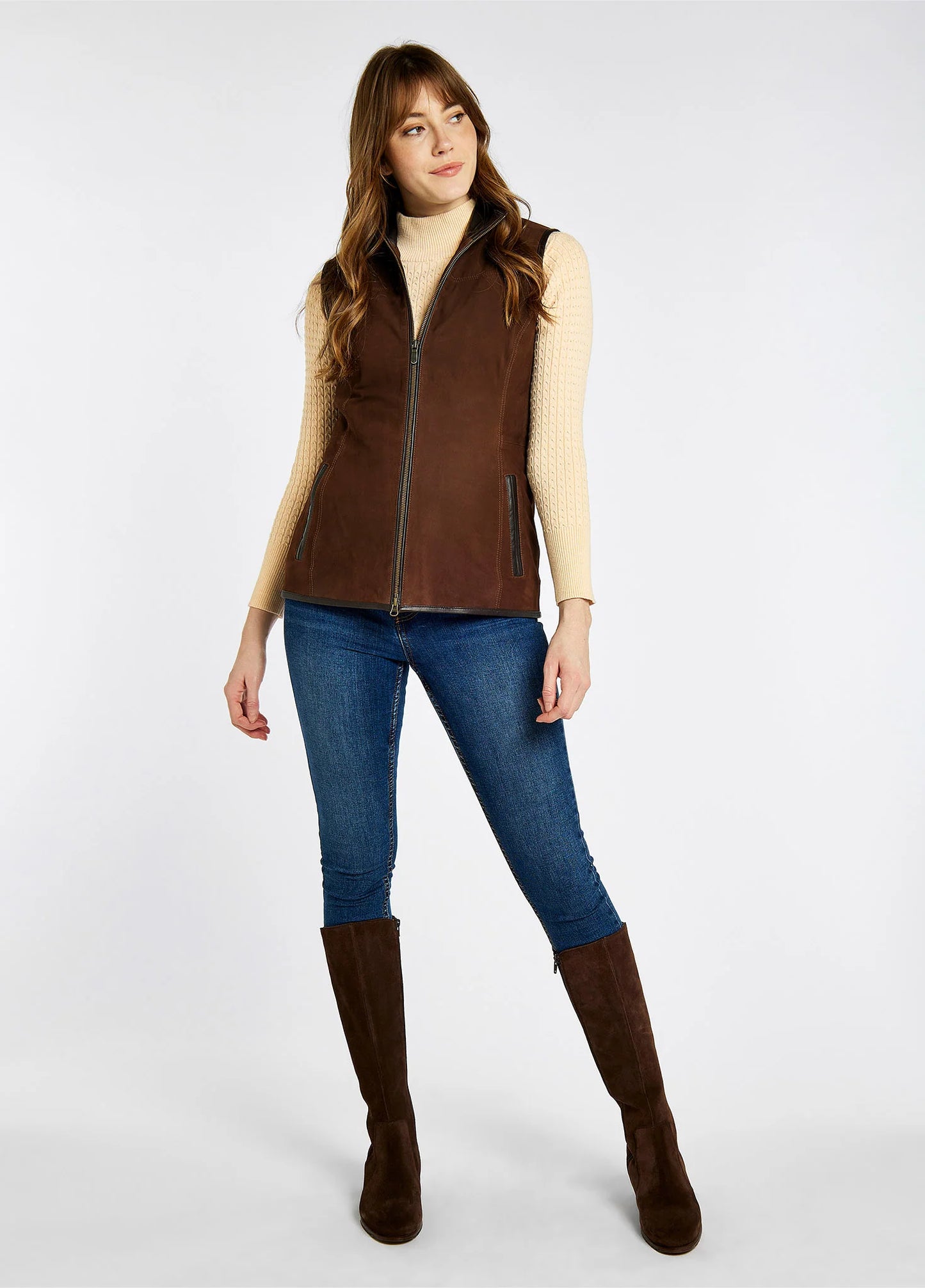 Women's Kingston Leather Gilet - Walnut