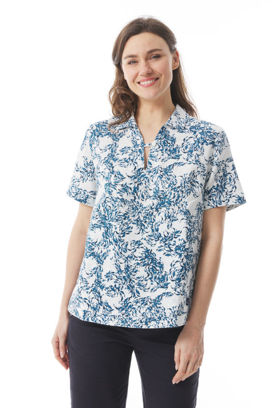 Lazenn Blouse - Abyssal Blue Fish Print