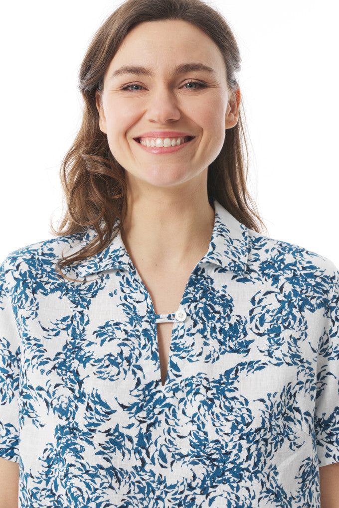 Lazenn Blouse - Abyssal Blue Fish Print