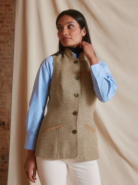 Madeline Gilet - Taupe Herringbone