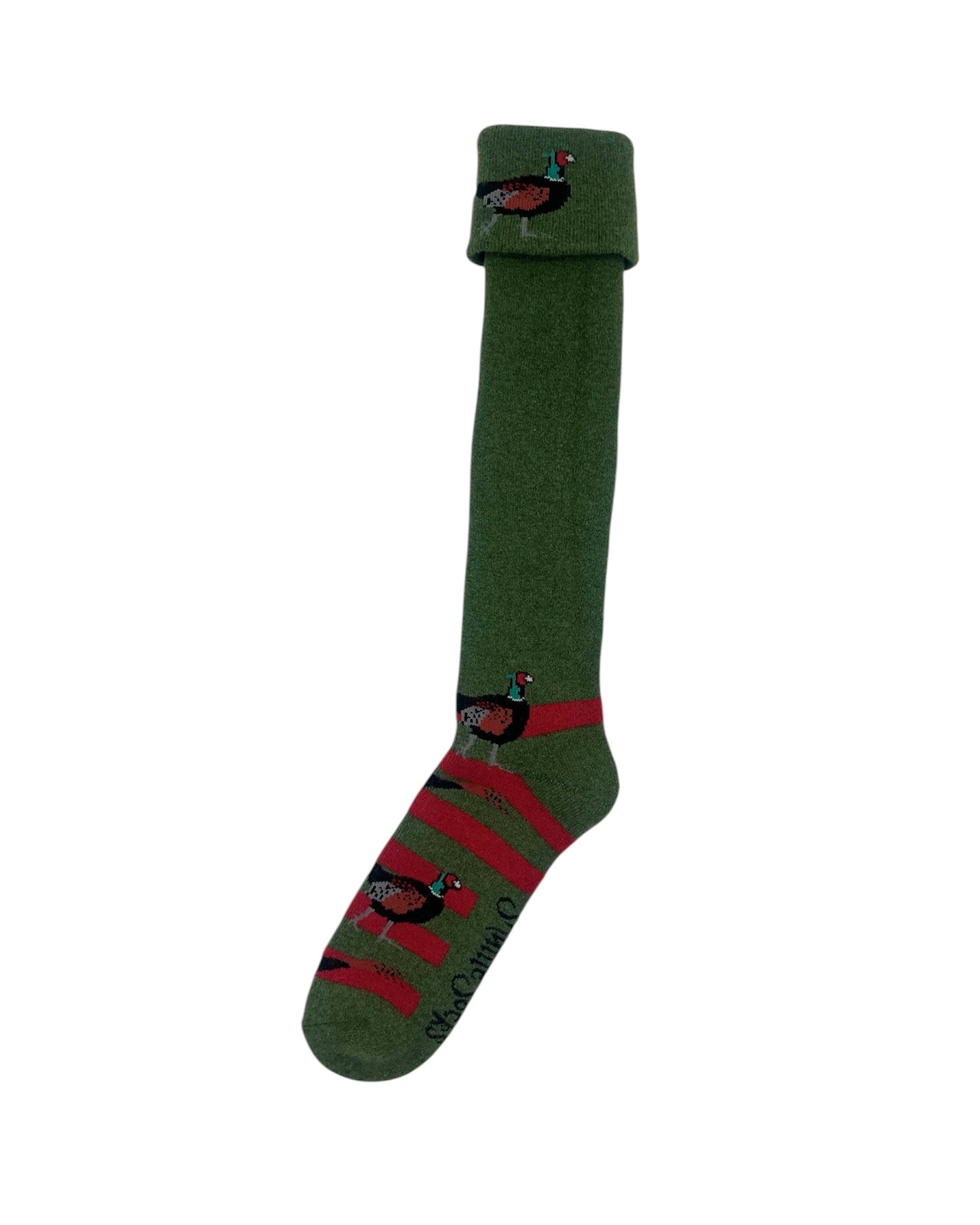 Merino Wool Green & Red Pheasant Shooting/Walking Socks