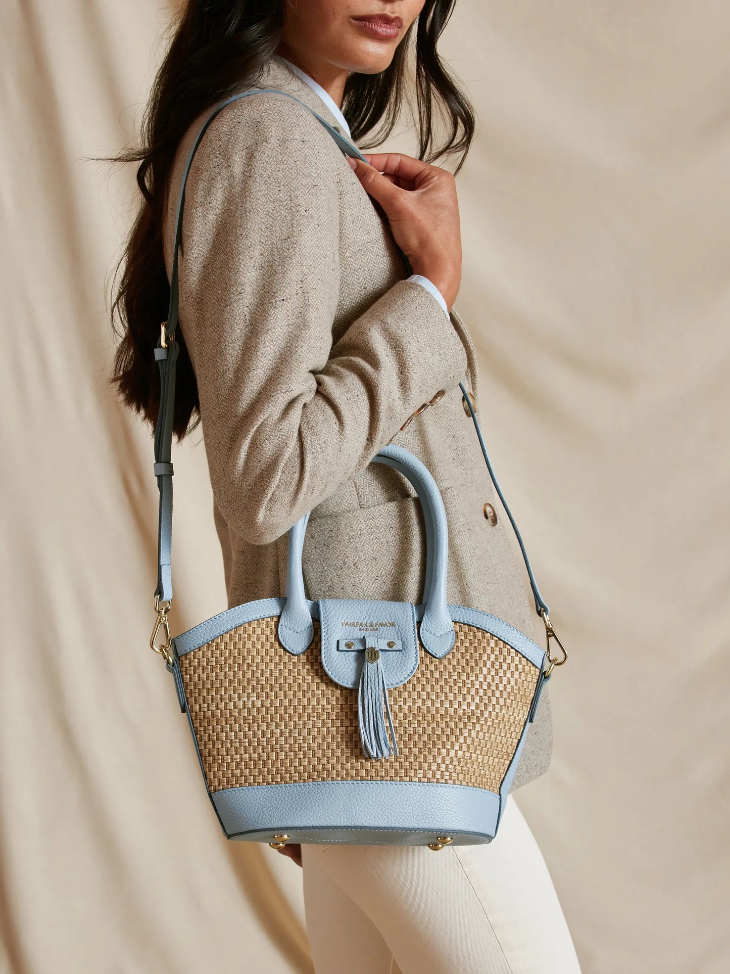 Mini Windsor Basket Bag - Sky Blue Leather