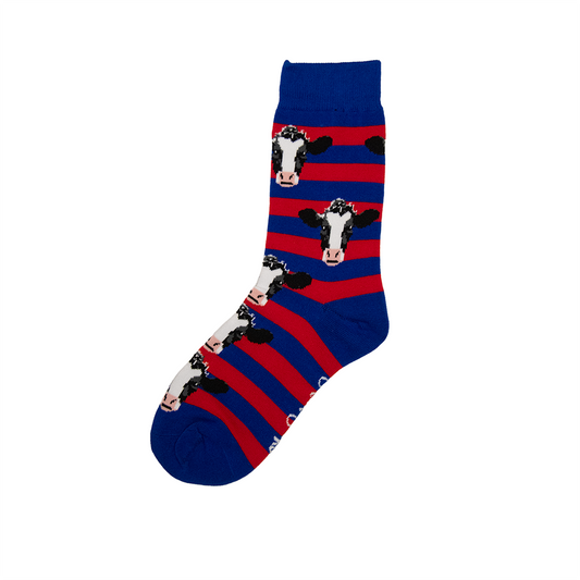 Royal Blue & Red Cow Socks - Children's