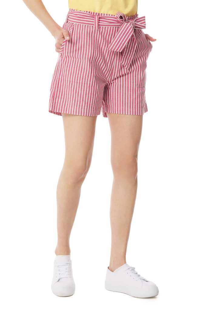 Noeline Striped Shorts - Red/White