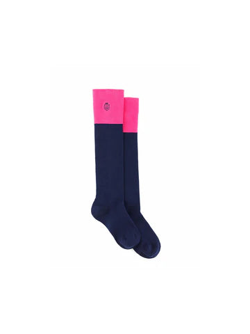 Signature Knee High Socks - Navy/Hot Pink