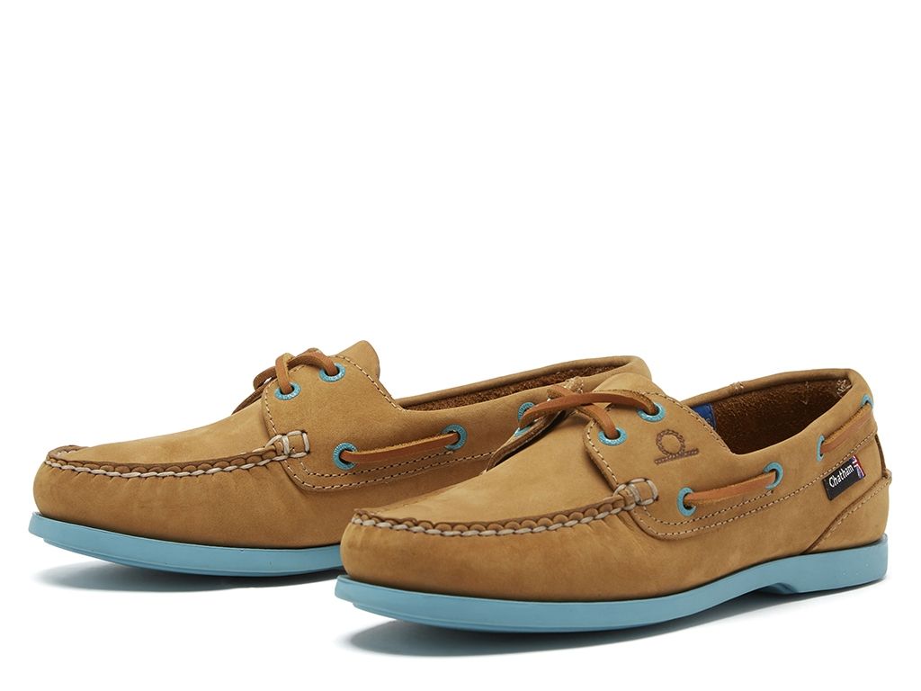 Pippa Lady II G2 Leather Boat Shoes - Tan/Turquoise