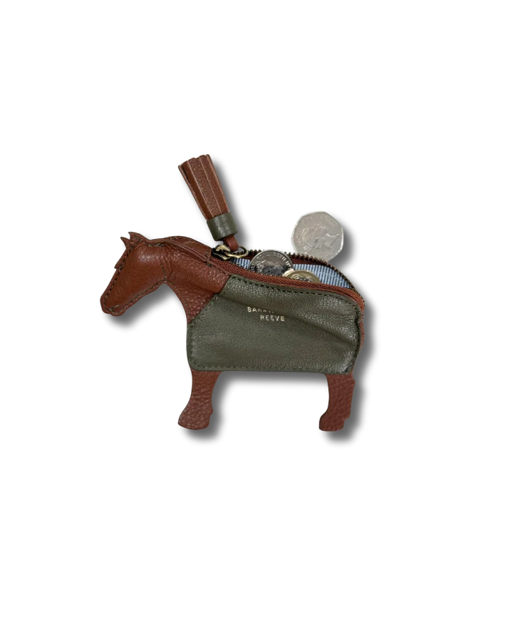 Pony Coin Purse - Chestnut & Olive