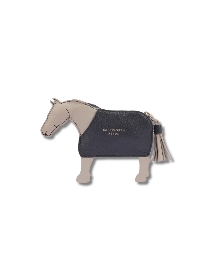 Pony Coin Purse - Light Grey & Navy