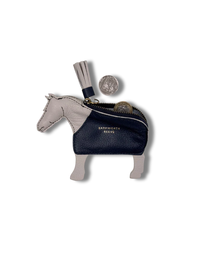 Pony Coin Purse - Light Grey & Navy