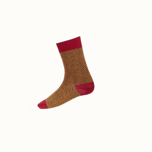 Herringbone Short Socks - Burgundy