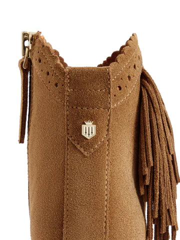 Fringed Regina Ankle Boot - Tan Suede
