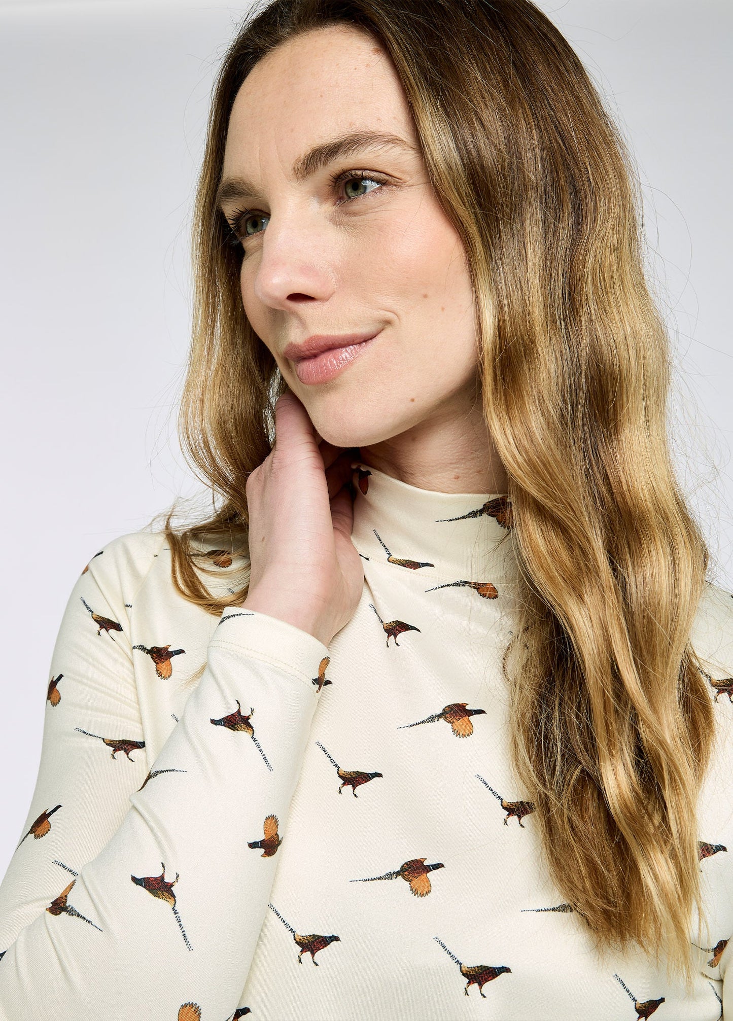 Reynolds Soft Printed Mock Neck Top - Cream