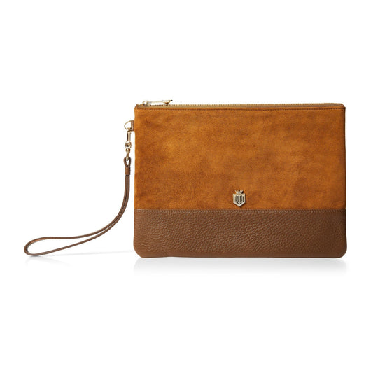 Highbury Clutch Bag - Tan Suede