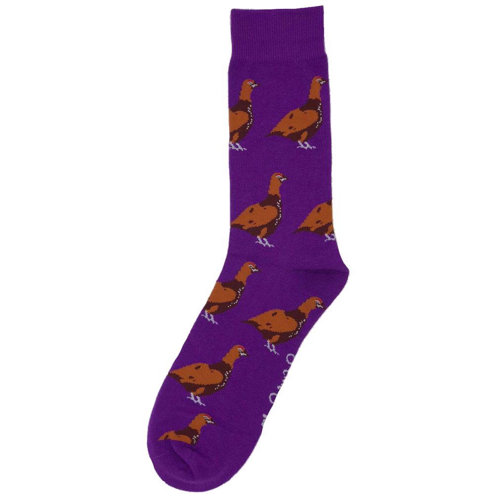 Purple Standing Grouse Socks - Adult