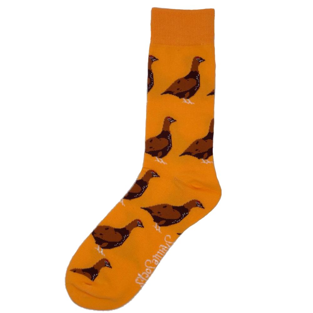 Orange Standing Grouse Socks - Adult