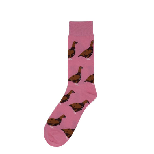 Pink Standing Grouse Socks - Adult