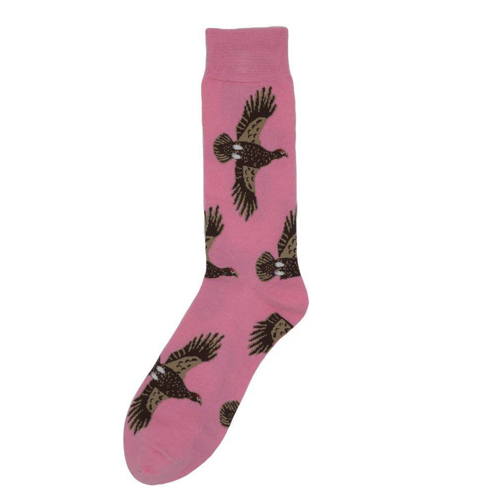 Pink Flying Grouse Socks - Adult