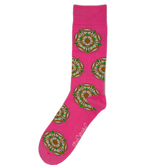 Pink Yorkshire Rose Socks - Adult
