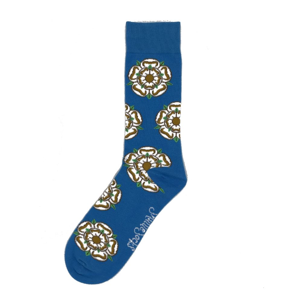 Blue Yorkshire Rose Socks - Adult