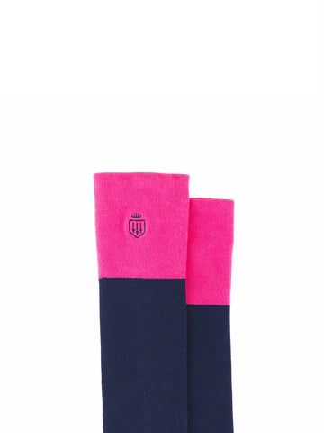 Signature Knee High Socks - Navy/Hot Pink