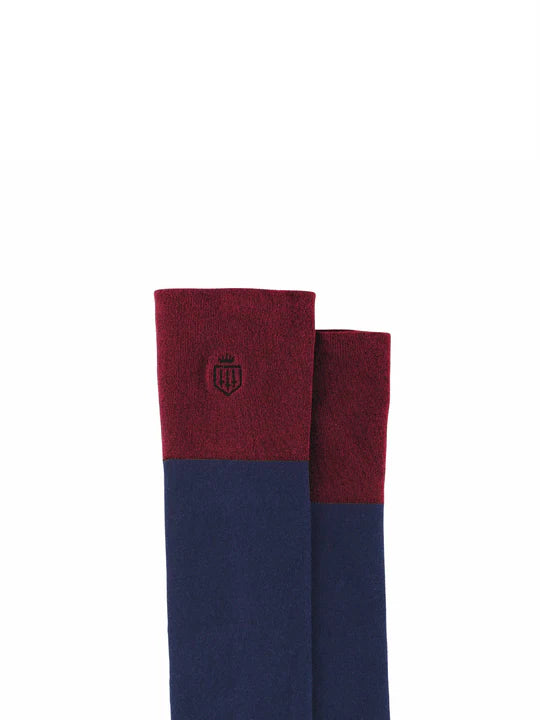 Signature Knee High Socks - Navy/Burgundy