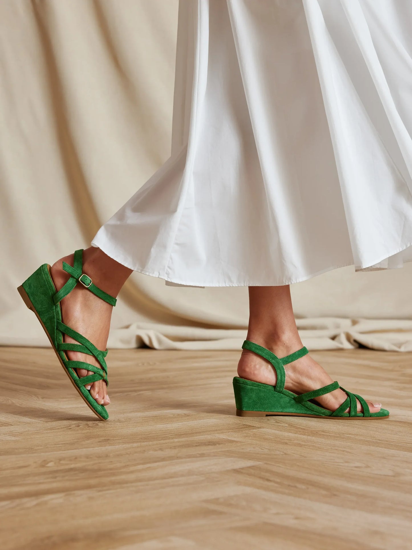 St Ives Wedge - Clover Green Suede