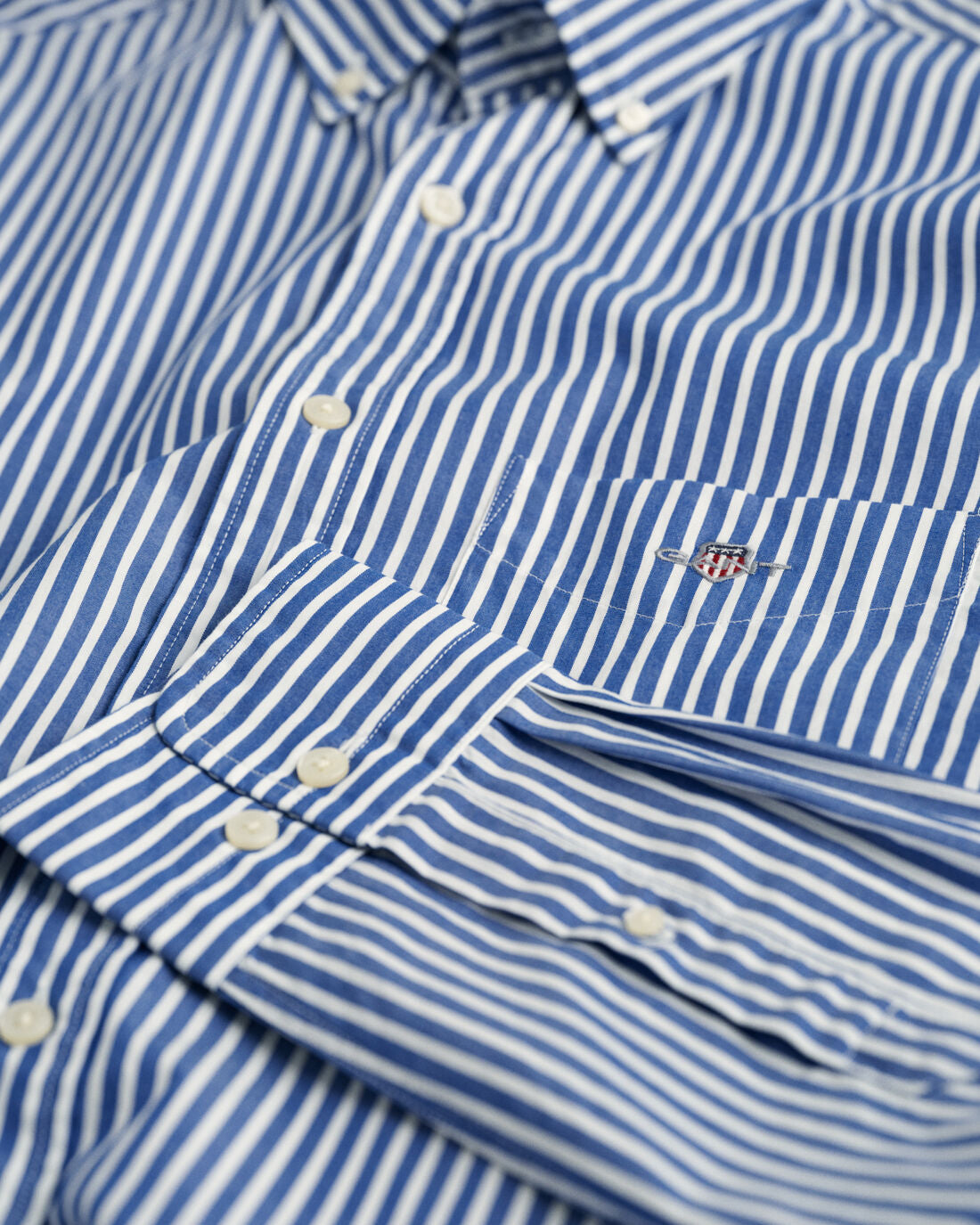 Striped Poplin Shirt - College Blue