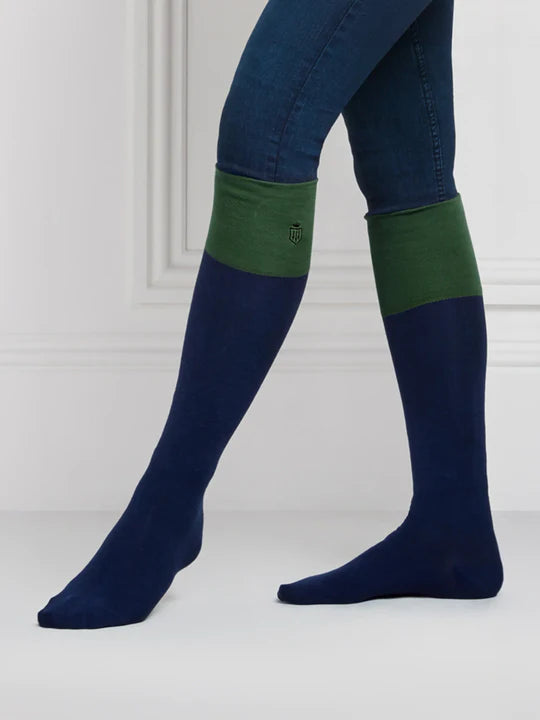 Signature Knee High Socks - Navy/Forest Green