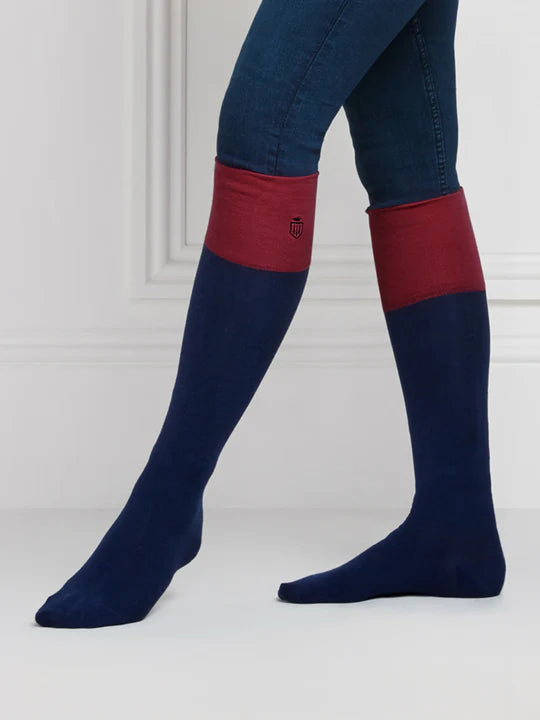 Signature Knee High Socks - Navy/Burgundy