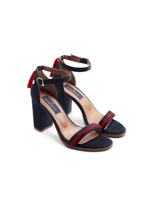 Daisy Sandals - Navy & Red Suede