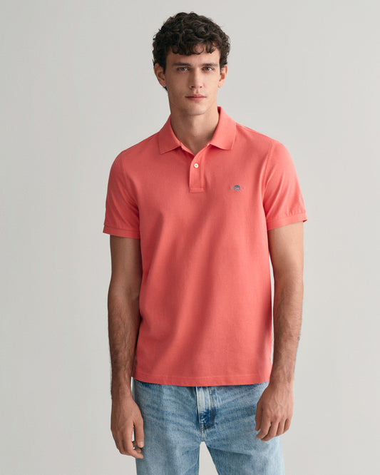 Regular Fit Shield Piqué Polo Shirt - Sunset Pink