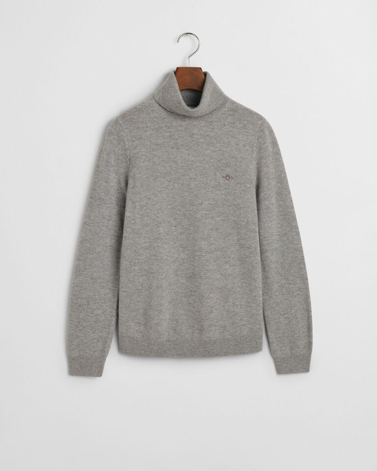 Extra Fine Lambswool Turtleneck Sweater - Grey Melange