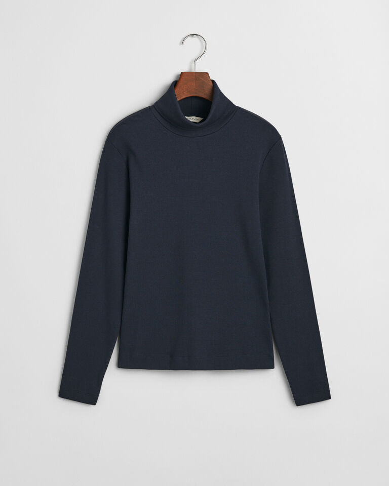 Ribbed Long Sleeve Turtleneck Top - Evening Blue