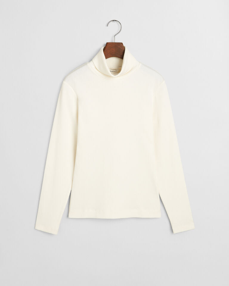 Ribbed Long Sleeve Turtleneck Top - Eggshell