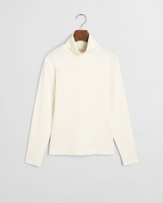 Ribbed Long Sleeve Turtleneck Top - Eggshell