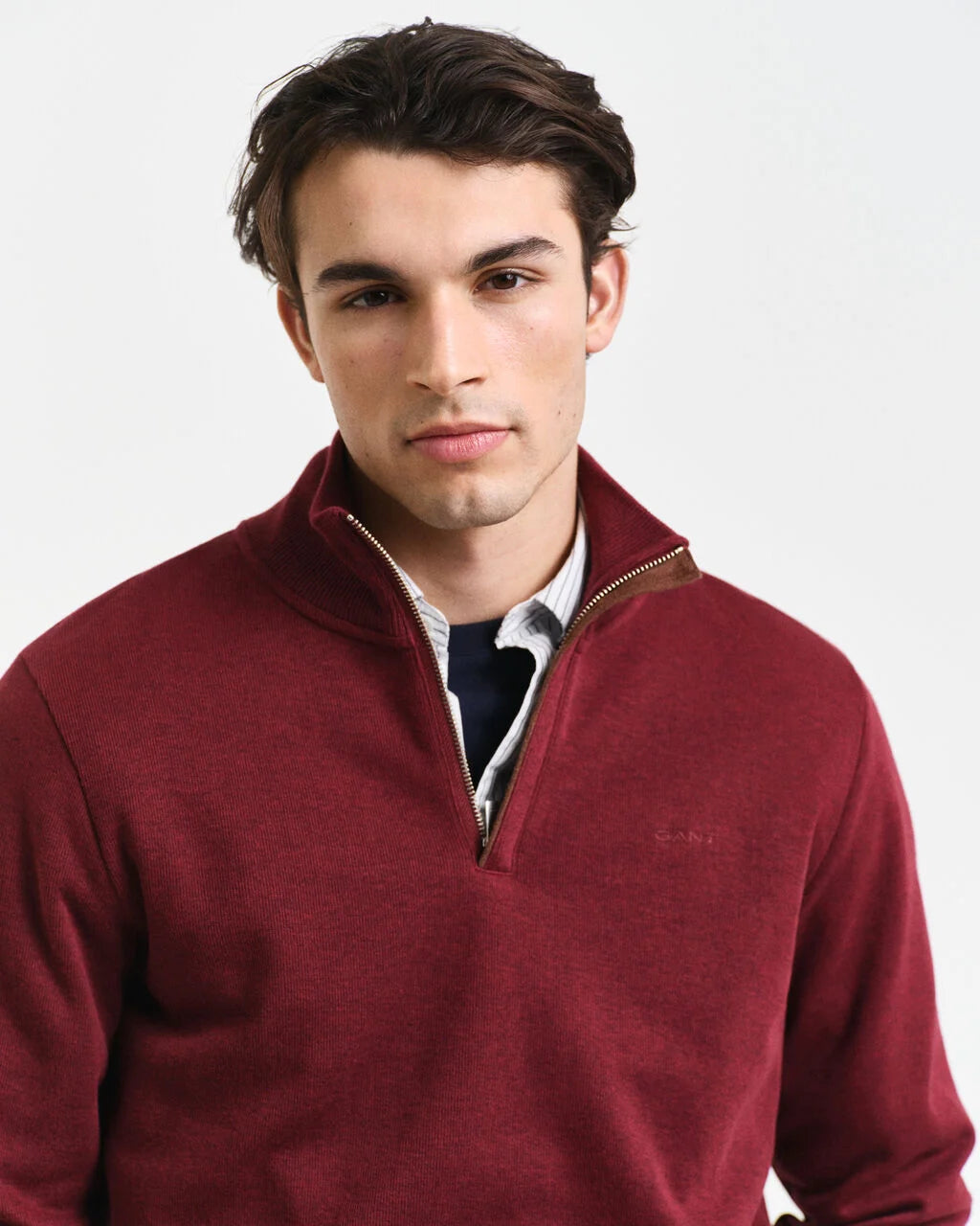 Sacker Rib Half-Zip Sweatshirt - Wine Red