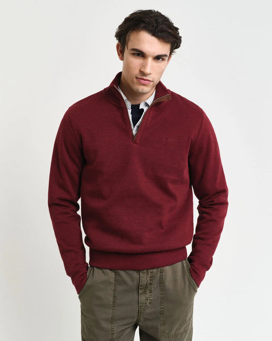 Sacker Rib Half-Zip Sweatshirt - Wine Red