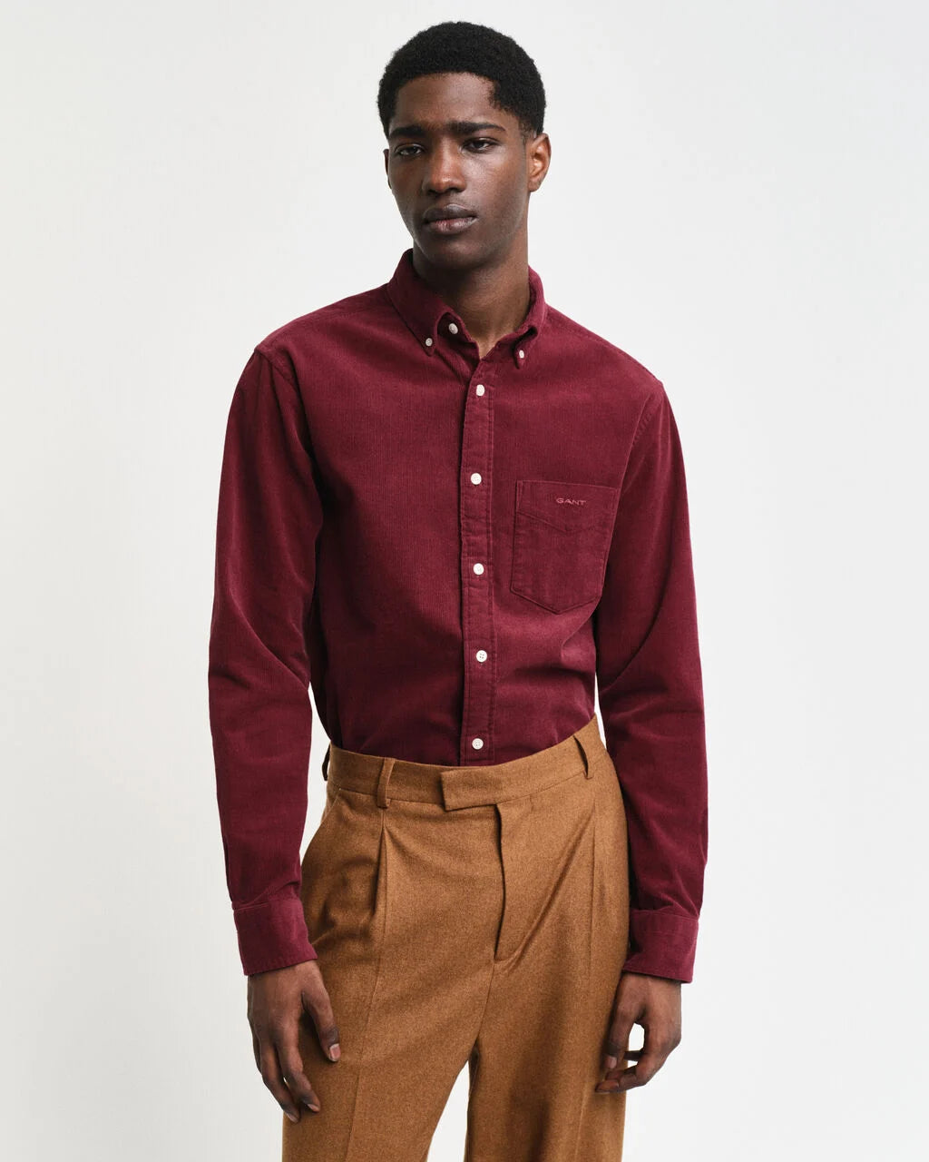 Regular Fit Corduroy Shirt - Wine Red