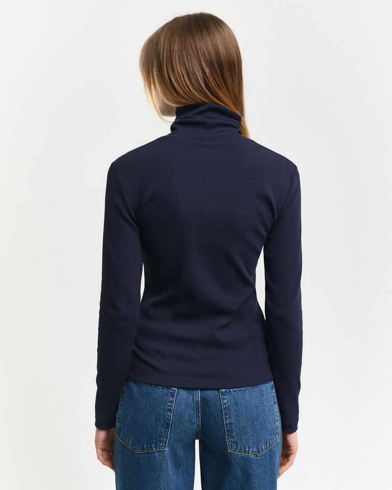 Ribbed Long Sleeve Turtleneck Top - Evening Blue